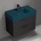 Green Sink Bathroom Vanity, Matte Black, Floating, Modern, 32